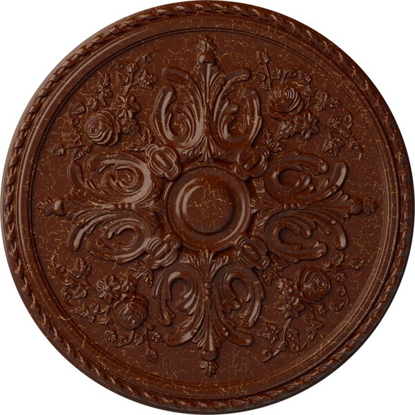 Ekena Millwork Bradford Ceiling Medallion (Fits Canopies up to 6 5/8"), 32 5/8"OD x 2"P, Burnished Mahogany Crackle CM32BRBMC - main